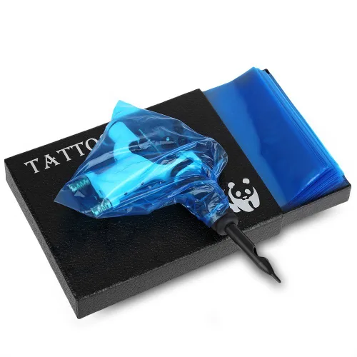 Vista 4 de Fundas desechables para bolsas de máquina de tatuaje, 200 fundas de plástico para suministros de tatuaje, kits y accesorios para pistolas