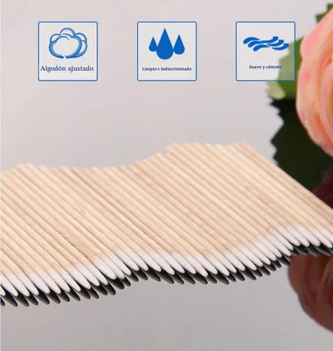 Vista 5 de GSA 1500 hisopos de algodón microblading, punta puntiaguda, hisopos de algodón, palitos de madera, aplicador de punta de algodón, suministros