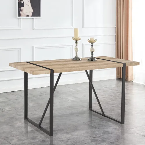 Vista 25 de Mesa de Comedor para 4-6, Mesa de Cocina de 55'', Mesas de Cocina y Comedor, Mesa de Comedor de Madera MDF con Patas de Metal para Sala de Estar