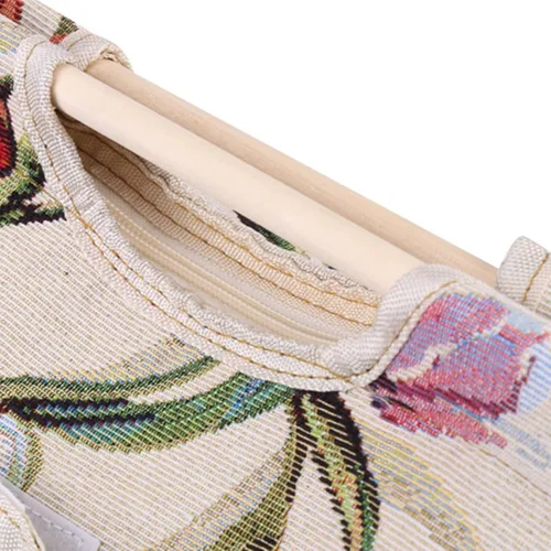 Vista 9 de Bolsa de tejer, bolsa de almacenamiento de hilo plegable de ganchillo con mango de madera con cremallera para ganchos de ganchillo, accesorios