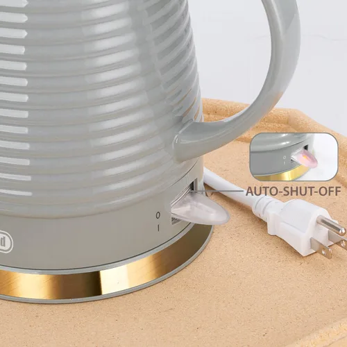 Vista 7 de Hervidor eléctrico de cerámica, 1.2L/1000W, apagado automático, sin BPA, diseño antiquemaduras, rotación de 360 grados, hervidor de té eléctrico