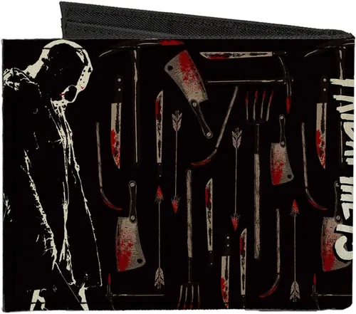 Vista 2 de Buckle-Down para hombre con hebilla de abrochamiento Bifold Friday the 13th Jason Wallet, Friday Jason, 4.0 x 3.5 US