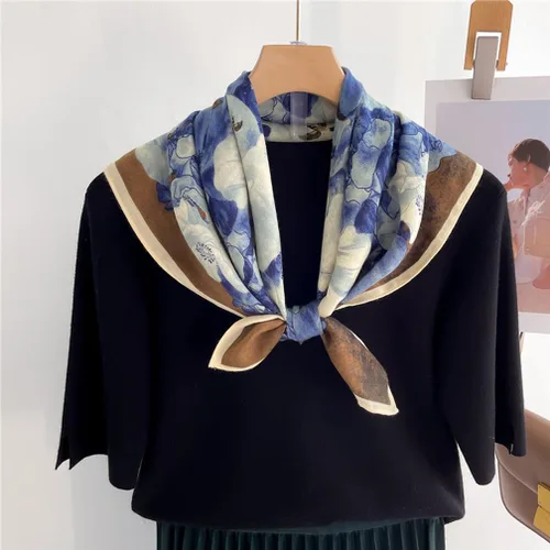 Vista 7 de K-Elewon Bufanda cuadrada mediana para mujer, bufanda para la cabeza, bufanda para el cuello, bufanda para el cabello, pañuelo para dormir, bufandas