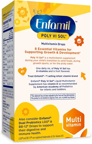 Vista 8 de Enfamil Poly-Vi-Sol Suplemento multivitamínico líquido para bebés y niños pequeños, botella cuentagotas de 1.7 fl oz