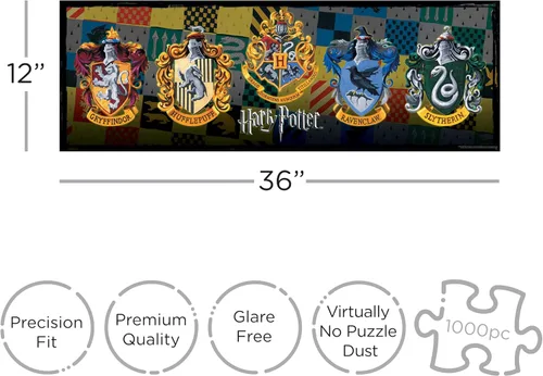 Vista 4 de AQUARIUS Rompecabezas de Harry Potter con crestas de la casa (rompecabezas de 1000 piezas) – Mercancía y coleccionables de Harry Potter con licencia