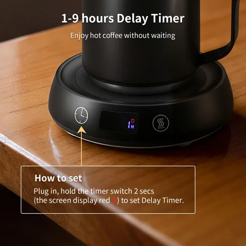 Vista 5 de Juego de calentador de tazas y tazas de café, calentador eléctrico de tazas para escritorio, placa calentadora de velas con temporizador de inicio