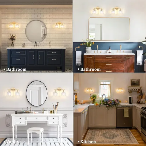 Vista 78 de Shenmoyl Lámparas de baño, lámpara de pared de 2 luces para tocador sobre espejo con pantalla de vidrio tulipán blanco para dormitorio, sala