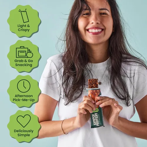 Vista 5 de Simply Protein - Barras crujientes de canela y nuez - Barras de proteínas a base de plantas - Bajo en carbohidratos, bajo en azúcar, alta fibra