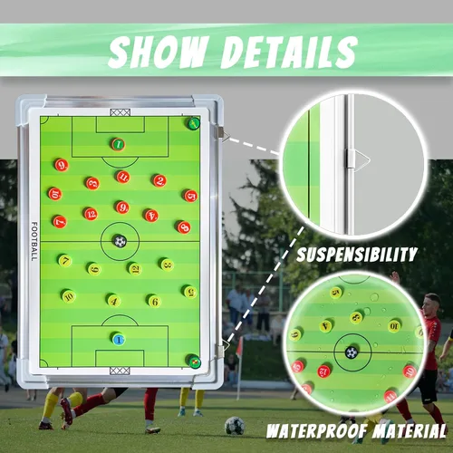 Vista 6 de Pure Vie Tabla magnética de tácticas de entrenamiento de fútbol, portapapeles de fútbol portátil para entrenadores de fútbol de borrado en seco