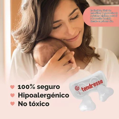 Vista 5 de Tendresse - Protector de pezón de silicona de 0.98 pulgadas para amamantar, alivio del dolor para pezones doloridos, protector de lactancia suave