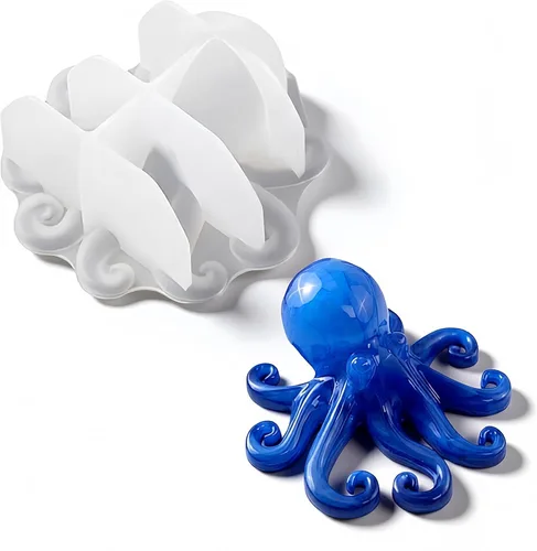 Vista 9 de Molde de resina de pulpo, Gasusen 3D de animales marinos grandes, pulpo, moldes de silicona para fundición de resina epoxi, adornos colgantes