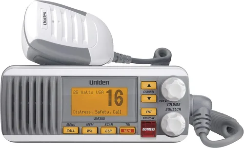 Vista 9 de Uniden UM385BK Radio VHF Marina de Montaje Fijo de 25 Vatios, Impermeable, Alerta Meteorológica NOAA, Todos los Canales Marinos