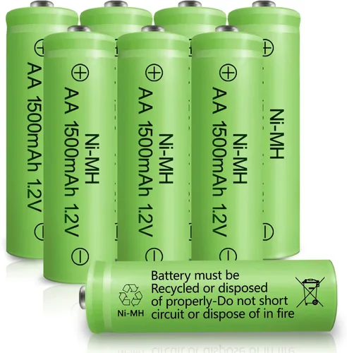 Vista 11 de Baterías AA recargables NIMH 1.2 V Doble A 1500 mAh de alta capacidad precargadas recargable AA batería solar baja autodescarga para dispositivos 1