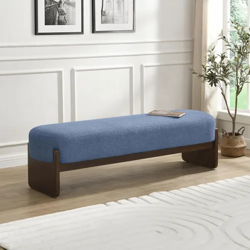 Vista 13 de Christopher Knight Home Arden - Banco otomán rectangular de tela de hilo en bucle de estilo minimalista, marco de madera de caucho, banco