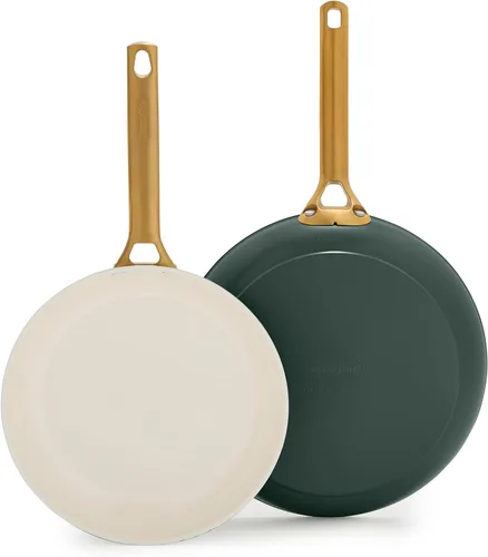 Vista 14 de GreenPan Reserve Pro - Juego de 3 sartenes con tapa y espátula de silicona Café con leche