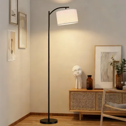 Vista 3 de Lámpara de pie para sala de estar, lámpara de pie, lámpara de pie con pantalla de lino para decoración del hogar, oficina, dormitorio