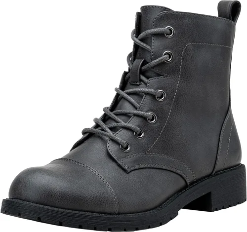 Vista 17 de Vepose - Botines de tacón bajo para mujer, botines militares a la moda con cordones