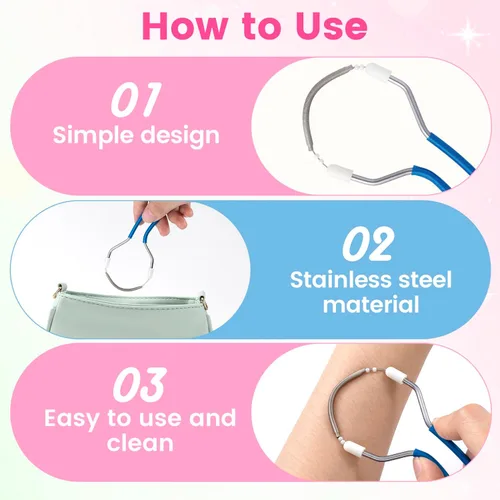 Vista 4 de 2pcs removedor de vello facial manual, depiladora de resorte de acero inoxidable portátil, removedor de vello facial suave para mujeres hombres