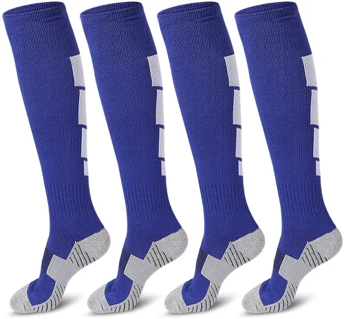 Vista 8 de 3 pares de calcetines de fútbol calcetines deportivos hasta la rodilla calcetines deportivos de compresión para hombres y mujeres para correr