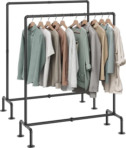 Vista 9 de OROPY - Perchero industrial de tubo para ropa de pie independiente, perchero desmontable de alta resistencia con 4 pies estables para exhibición