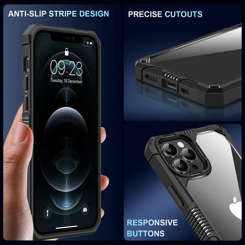 Vista 5 de TENDLIN Funda compatible con iPhone 12/iPhone 12 Pro con protector de pantalla y protector de lente de cámara, protección contra caídas de grado