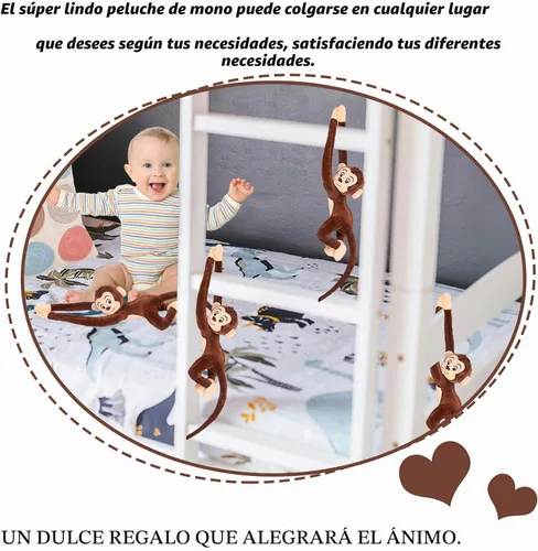 Vista 5 de zhidiloveyou 4 piezas de peluche de mono colgante de peluche lindo marrón