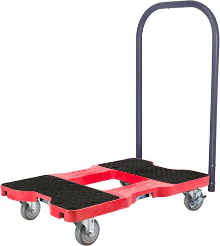 Vista 10 de Plataforma móvil Snap-Loc negra (EE.UU) con 1500 lb de capacidad, estructura de acero, ruedas de 4” y correa de sujeción opcional