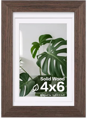 Vista 25 de Egofine - Portarretratos de 4 x 6 pulgadas, de madera maciza con plexiglás, para fotos de 3.5 x 5 con paspartú o de 4 x 6 sin paspartú, para colocar