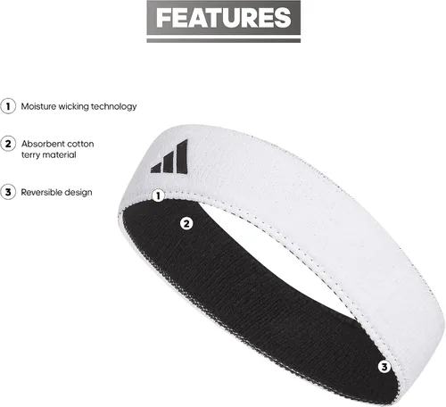 Vista 2 de Adidas Unisex-Adult Interval Reversible Elastic Sweat Headband for Men and Women