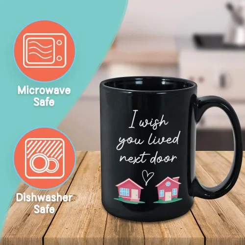 Vista 2 de Taza Bubble Hugs I Wish You Lived Next Door de 15 onzas, regalo ideal para inauguración de la casa para mejores amigos, amigos de larga distancia