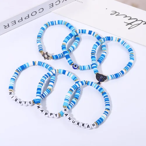 Vista 166 de Surfer Heishi - Pulseras apilables para mujer, apilables, de vinilo arcoíris, disco de arcilla, pulseras elásticas para la amistad, joyería bohemia