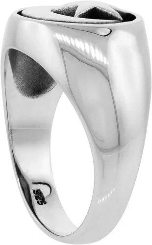 Vista 3 de Anillo de plata de ley de 2 tamaños con luna creciente y estrella para hombre y mujer, acabado impecable, tallas 6-13