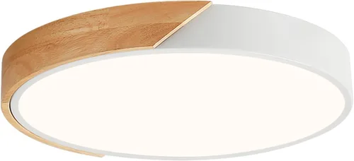 Vista 11 de Lámpara de techo LED moderna, lámpara de techo minimalista de madera empotrada, 4000 K no regulable, lámpara de iluminación circular con pantalla