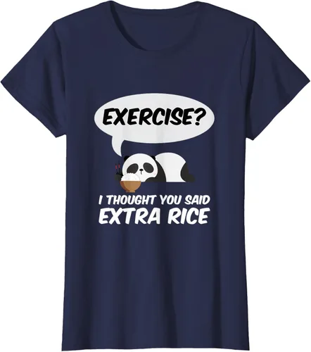 Vista 31 de ¿Ejercicio? I Thought You Said Extra Rice Panda Gift T-Shirt, Negro, S