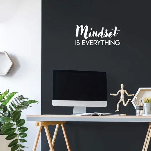 Vista 2 de Calcomanía de vinilo para pared, Mindset is Everything, 10 x 22 pulgadas, moderna calcomanía inspiradora con cita para el hogar, dormitorio