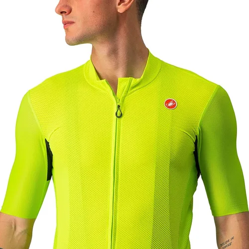 Vista 3 de CASTELLI Camiseta Endurance Elite para hombre, protección solar UV, manga de un cuarto de longitud para ciclismo de carretera y grava L Verde lima