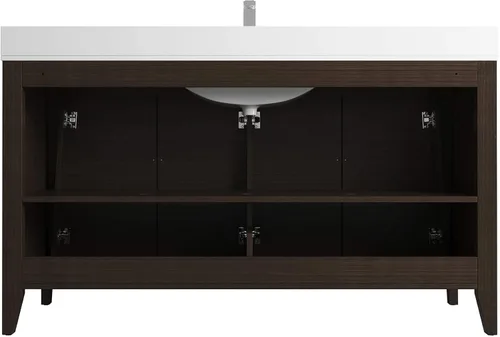 Vista 6 de Fine Fixtures Imperial Collection - Juego de gabinete de tocador de baño individual de 60 pulgadas, color ébano