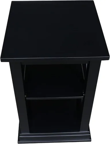 Vista 4 de IC International Concepts Hampton - Mesa decorativa de madera maciza con estantes, color negro