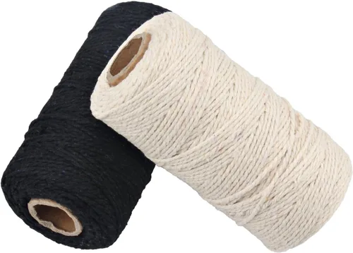 Vista 19 de Carrete de hilo de algodón de 656 pies de 10 capas, cuerda para manualidades y envoltura de regalos (negro)
