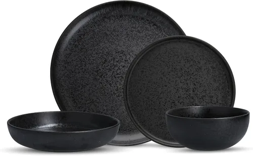 Vista 6 de Fortessa Sound Stoneware - Juego de vajilla de 16 piezas, servicio para 4, cemento