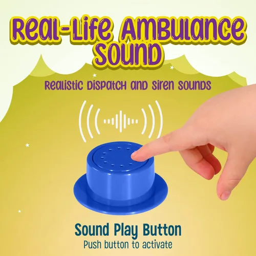 Vista 5 de Tienda de campaña desplegable de ambulancia para niños con sonidos, kit de médico y pozo de pelotas para niños pequeños y mayores, juguete