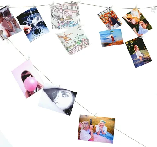 Vista 4 de 100 unidades de mini pinzas para fotos, pinzas para colgar en la pared, decoración para dormitorio, para fotos polaroid, obras de arte para niños