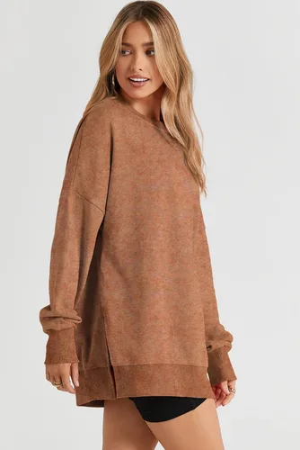 Vista 54 de SHEWIN Sudadera casual de manga larga con cuello redondo para mujer, ligera, holgada