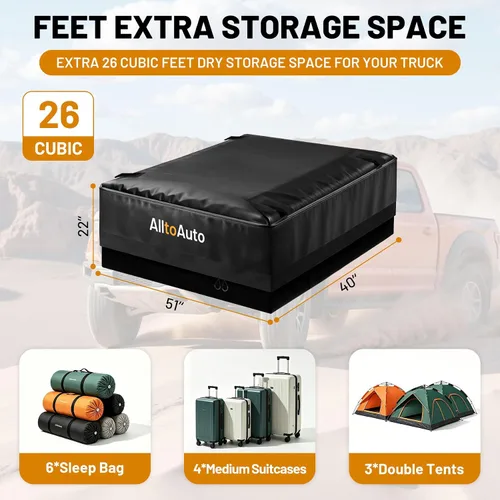 Vista 2 de 26 Cubic Feet Truck Bed Cargo Bag, Waterproof with Heavy Duty PVC