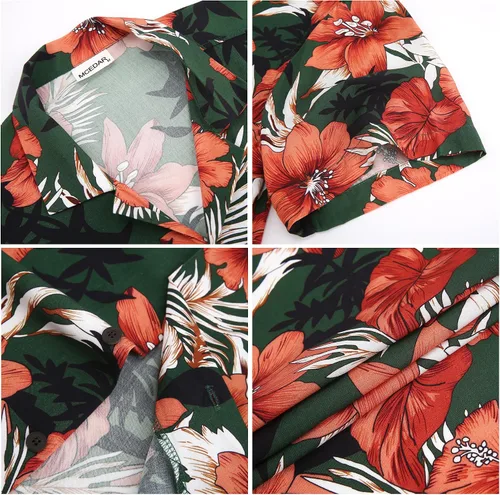 Vista 6 de MCEDAR Hawaiian Shirt for Men Regular Fit Short Sleeve Button Down Summer Beach Tropical Aloha Shirts S-3XL