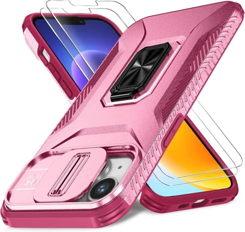 Vista 58 de Funda HakkTaoo para iPhone 13/iPhone 14 de 6.1 Pulgadas con Funda Deslizante para Cámara + Protector de Pantalla (2 Paquetes), Funda Protectora a