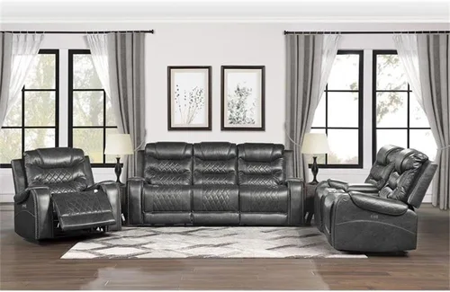 Vista 9 de Pemberly Row Sofá reclinable doble de microfibra tradicional de 21" en gris