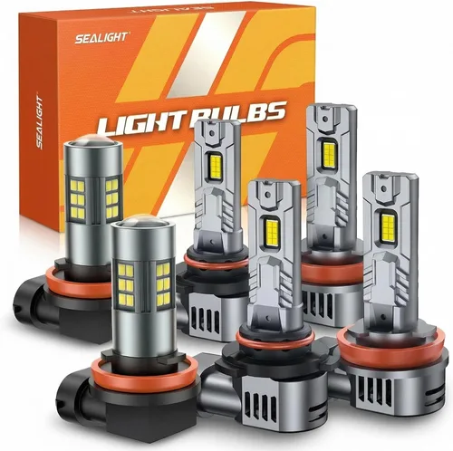 Vista 17 de SEALIGHT H3 Bombillas LED antiniebla, salida de 44000 lúmenes, 6000 K, blanco frío, bombilla LED H3, tamaño pequeño, para luces antiniebla, paquete