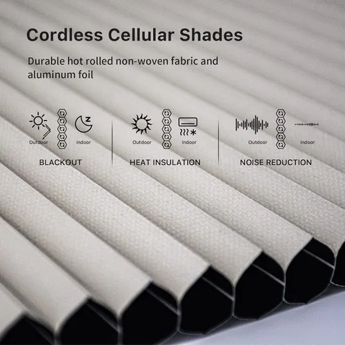 Vista 2 de THIRDREALITY ZigBee Persiana Inteligente, Cortinas de Ventana Opacas Motorizadas con Control Remoto, Persianas de Panal Inalámbricas, Ajuste