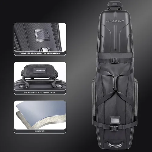 Vista 2 de CHAMPKEY Professional Golf Travel Bags for Airlines with Password Lock - Hard Case Golf Travel Bag with Support Pole and Oversized Wheels